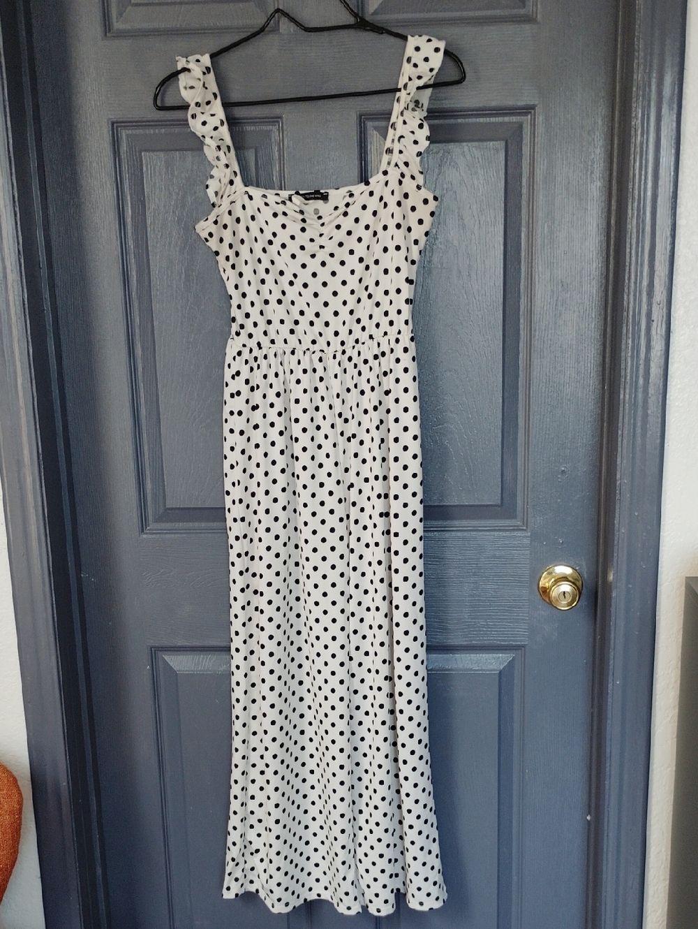 Caution To The Wind Wide Leg Jumpsuit with Black Polka Dots